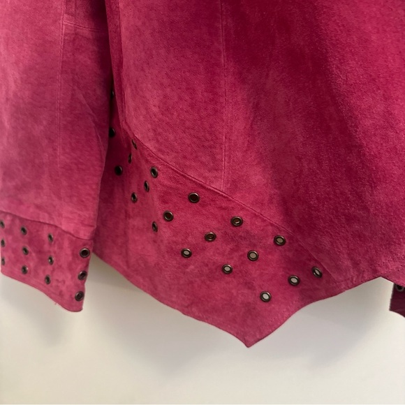 Bagatelle Pink Studded Suede Leather Jacket - Picture 13 of 13